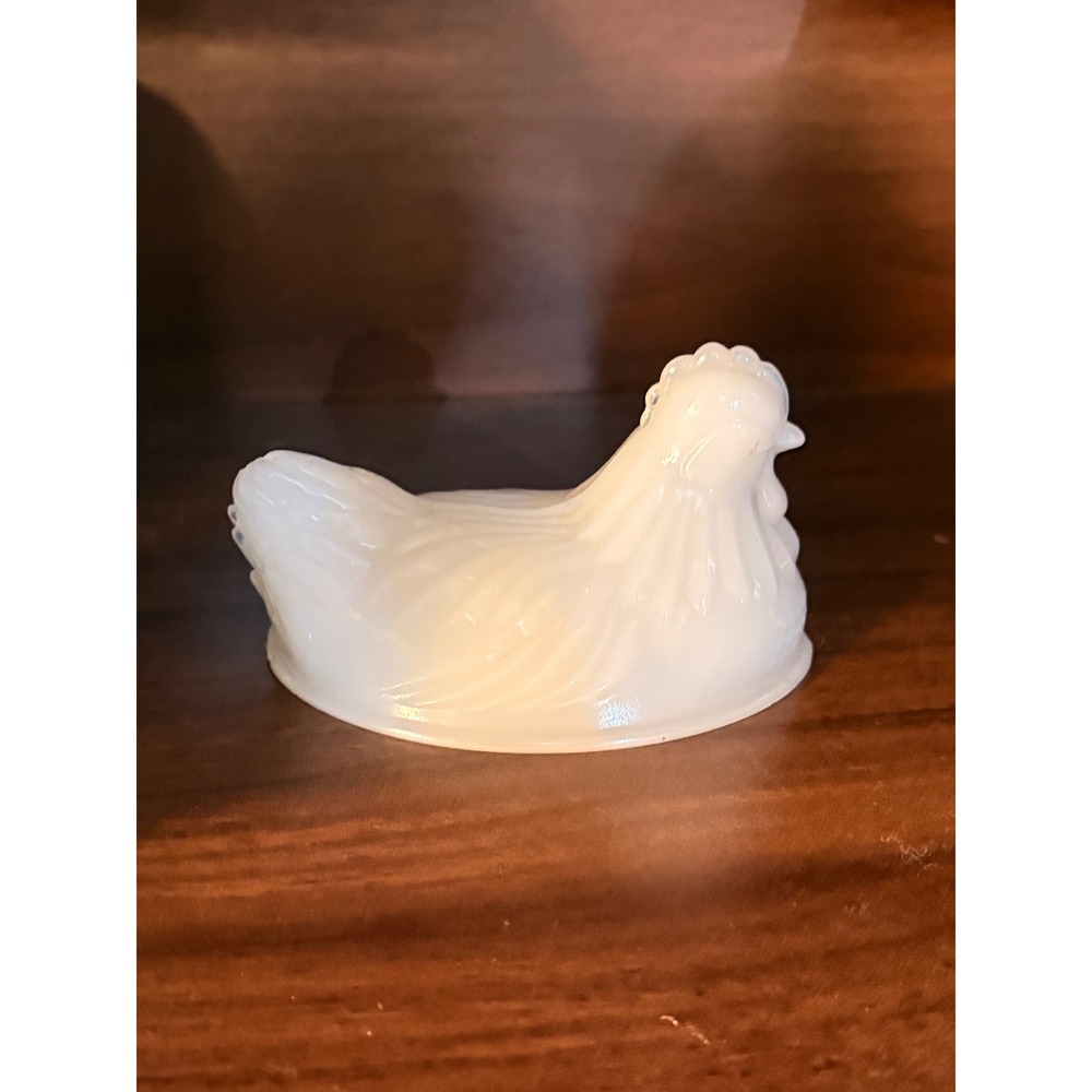 Vintage Milk Glass Hen on Nest Lid Replacement White Opalescent 4 Inch